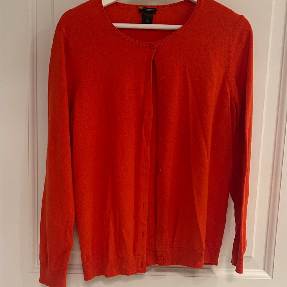 Talbots Bright Red Cardigan Sweater